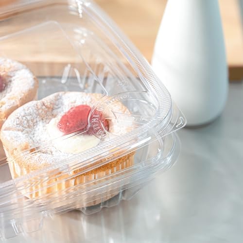 Karat 36oz PET Tamper Resistant Hinged Deli Container [150 ct] - Plastic Clamshell Food Containers, Easy Open Pull-Tab for Restaurants & Takeout - Image 3