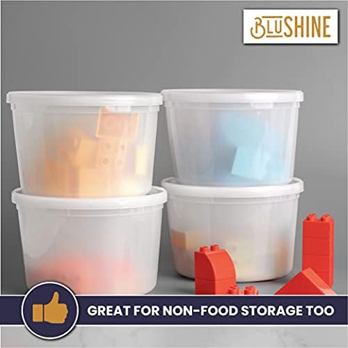 BluShine Deli Containers with Lids, Plastic Food Storage Containers | 64 oz, 12 sets Plastic Deli Food Storage Containers with Airtight Leak Proof Lids, Reusable, Microwave and Freezer Safe - Image 3