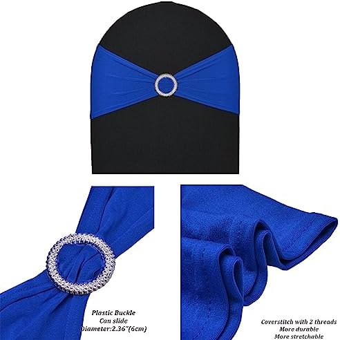 10pcs Spandex Chair Sashes with Cover Stitched for Wedding Party Banquet Decoration Elastic Bulk Chair Cover with Slide Buckle Graduation Meeting(Royal Blue) - Image 2