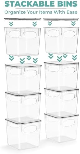 Sorbus Small Clear Plastic Storage Bins with Lids, Clear Stackable Storage Bins, Laundry Room Organizer Bins, Office, Classroom, Playroom, Bathroom, Laundry Room Organization and Storage (8 Pack) - Image 4