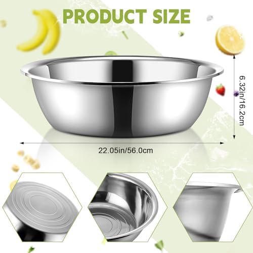 Yungyan 2 Pieces Large Mixing Bowl Stainless Steel Oversized All Purpose Steel Bowl Metal Bowl for Serving Baking Marinating for Home Cooking or Commercial(26 Quarts) - Image 2