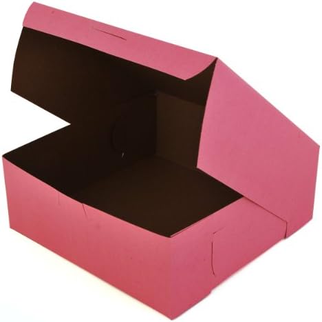 Southern Champion Tray 0837 Pink Paperboard Non-Window Lock-Corner Bakery Box, 8" Length x 8" Width x 3" Height (Case of 250) - Image 2