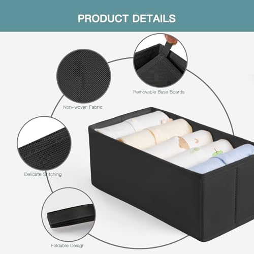 Criusia Drawer Organizer Clothes, 21 Pack Dresser Organizer for Baby Clothes, Underwear, Sock - Foldable Closet Organization and Storage Dividers Bins for Nursery, Bedroom (Black) - Image 4