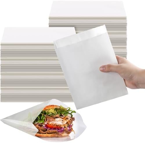Zubebe 2400 Pcs Paper Sandwich Bags 7 x 6 x 1 Inch Wet Wax Glassine Paper Grease Resistant White Semi Translucent Bags for Bakery Cookies Candy Snacks French Fries by Zubebe