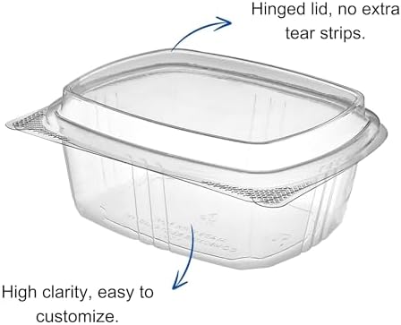 12oz Tall Dome RPET Clear Hinged Lid Deli Container- 200Pcs - Image 4