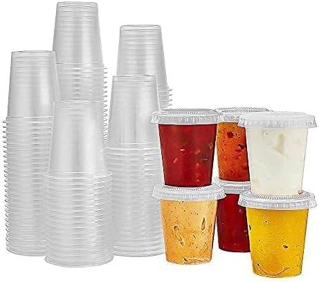 King Zak 150 Sets - 1.5oz, Disposable Mini Plastic Jello Shot Cups With Lids Perfect For Portion Souffle, Condiment, Dipping Sauce, Salad Dressing And More - Image 2