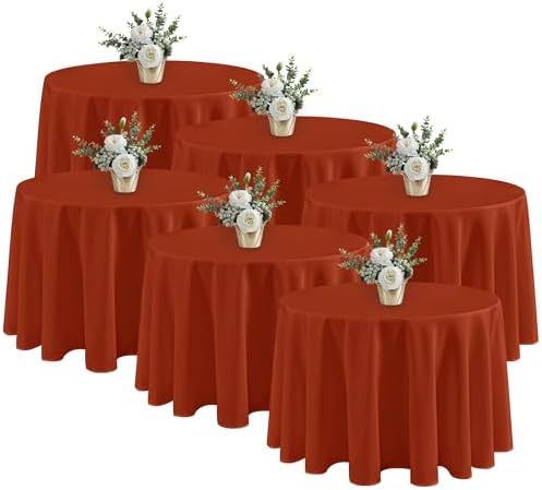 Fitable 6 Pack Rust Tablecloths 90 Inch Round for 36"-72" Tables by Fitable