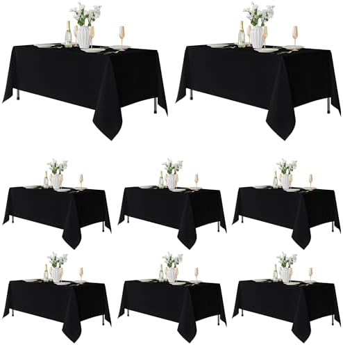 Fitable 8 Pack Black Tablecloths 70x120 Inch for 6-8 Ft Rectangle Tables by Fitable