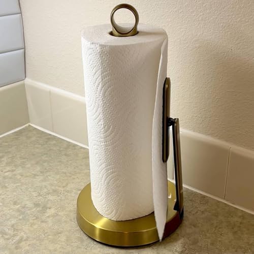 theaoo Heavy-Duty Paper Towel Holder with Tension Arm, Countertop(1, Gold) - Image 2