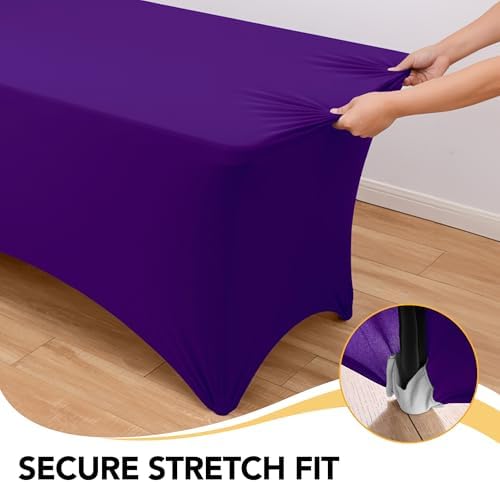 8-Pack Premium Purple Spandex Tablecloths for 6ft Rectangle Tables - Image 3