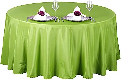 Balsa Circle 10 pcs 108 inch Apple Green Round Washable Polyester Easy-Care Tablecloth for Indoor and Outdoor Bridal Shower Wedding Table Buffet Table Parties Events Kitchen Dining by BalsaCircle