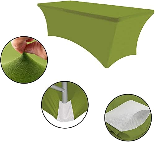 MDS® Pack of 12 Spandex Tablecloth 4FT Tight Fitted Stretch Table Cover – Washable Wrinkle-Free Reusable Elastic Patio Tablecloth for Wedding, Party, Banquet, Trade Show, Event Décor - Apple Green - Image 5