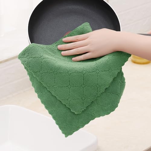 Homaxy 12 Pack Super Soft Absorbent Dish Towels, 10" x 20", Grass Green - Image 4