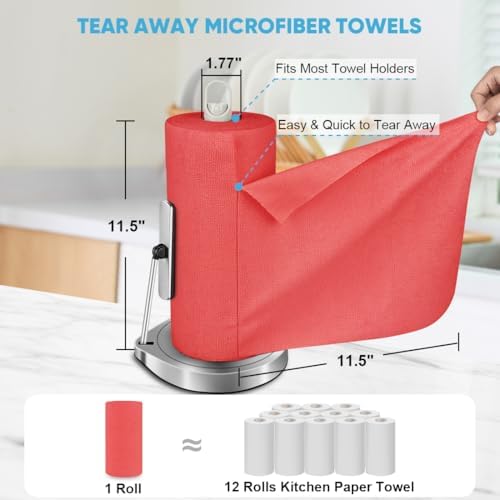 AIDEA Red Microfiber Cleaning Cloth Roll-75PK, Paper Towels 11.5"×11.5" - Image 2
