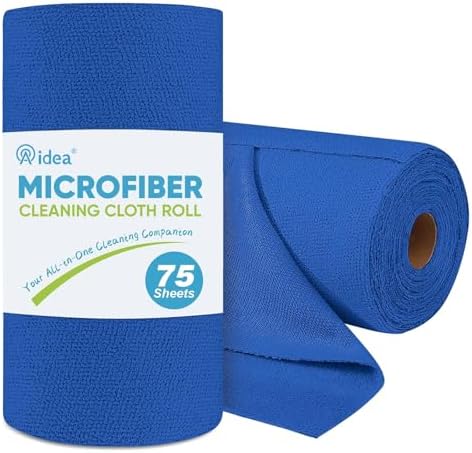 AIDEA Microfiber Cleaning Cloth Roll-75PK,Paper Towels 11.5×11.5",Dark Blue by AIDEAHOME