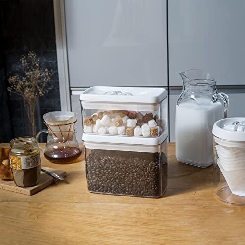 Felli Flip Tite Storage Container with Lid 4” RECTANGULAR Airtight Ring Flip Top, Stackable Kitchen Counter Pantry Organizer Acrylic Canister Jar for Pasta Spaghetti Cereal Granola Coffee (1.9qt) - Image 4