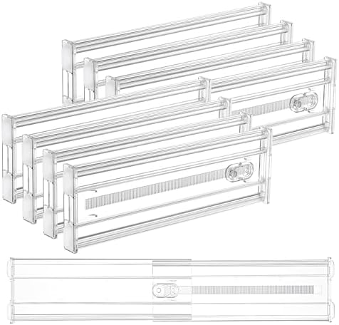 Vtopmart 4" Regular Upgrade Drawer Dividers for Clothes, 12.8"-22.3" 8 Pack | Expandable Dresser Drawer Organizer, Clear Separator, Baby Clothing, Underwear, Cosmetics, Toiletries Storage, Space Saving by Vtopmart