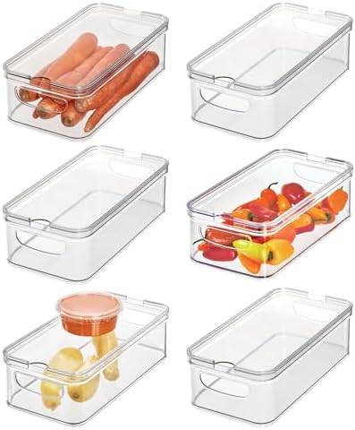 iDesign Stackable Fridge Organizer Bins with Lids for Fresh Produce - Set of 6 - Clear by iDesign