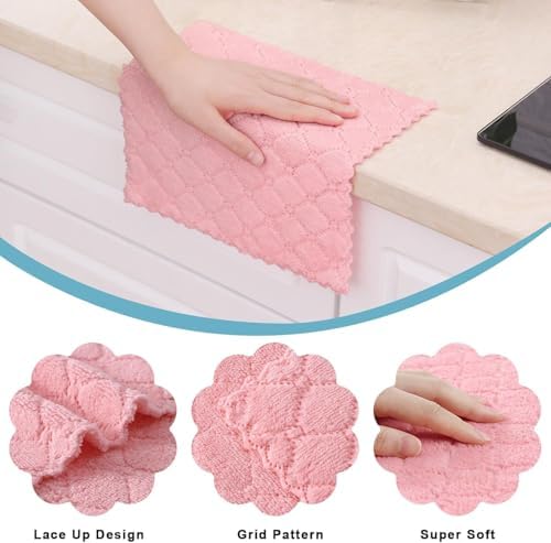 Homaxy Super Soft 16 Pack Coral Velvet Dish Cloths, 10" x 10", Multi Color - Image 3