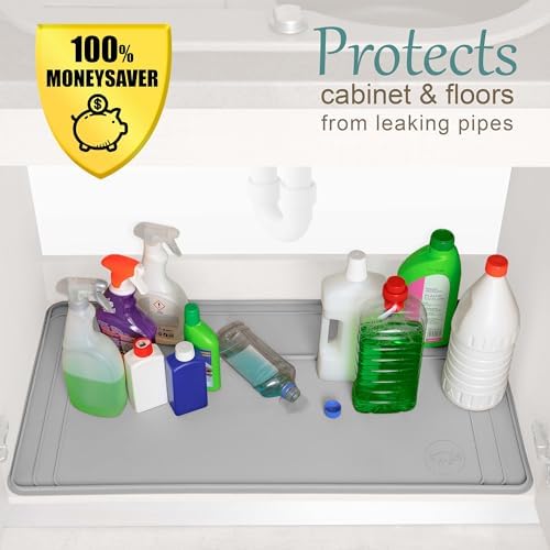 Heavy-Duty Under Sink Mat – Waterproof Silicone Cabinet Liner for Kitchen & Bathroom | Protects from Leaks, Spills | Trimmable, Easy to Clean, Ideal for Homeowners | 28" x 19" or Smaller - Image 6