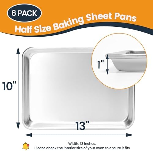 6 Pack Quarter Size Aluminum Baking Sheet Pan, 13 x 10 in | NSF, Aluminum Commercial Cookie Sheets, Non-Stick, Oven Safe Up to 500℉ - Image 5