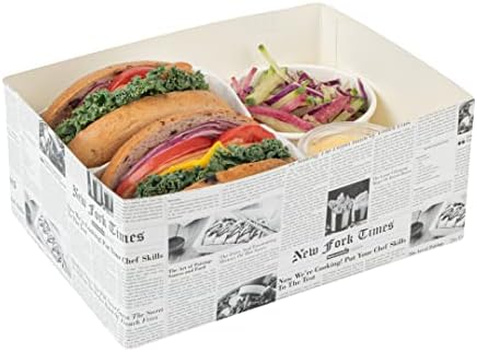 Restaurantware Bio Tek 8.4 x 6 x 3.5 Inch Burger Trays 100 Disposable Paper Food Trays - Recyclable Sturdy Newsprint Paper Movie Snack Trays For Meals Snacks And Baked Goods by Restaurantware
