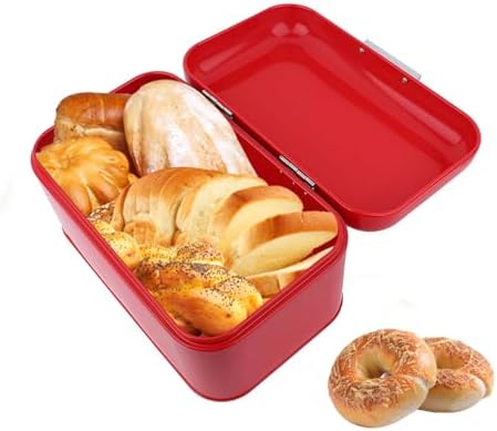 Retro Metal Bread Box for Kitchen Counter 30.5x18x16cm/12x7.1x6.3in by Tissting