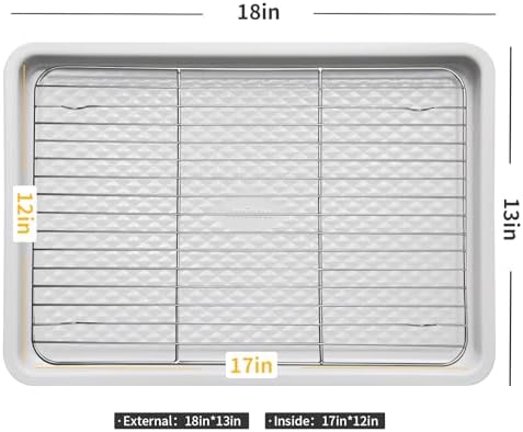 Nonstick Ceramic Baking Sheet With Rack, 2-Pack Half Sheet Pan, Non-Toxic, PTFE & PFOA Free, Warp-Free, Oven Safe 550°F, Dishwasher Safe, Aluminized Steel, Gray Yellow - Image 2