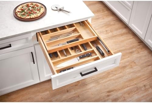 Rev-A-Shelf Maple Two-Tier Cutlery Replacement Drawer System w/BLUM Soft-Close for Face Frame Base Kitchen Cabinets, Kitchen Drawer Organizer, Min Opening Width of 21", 4WTCD-24HSC-1 - Image 3