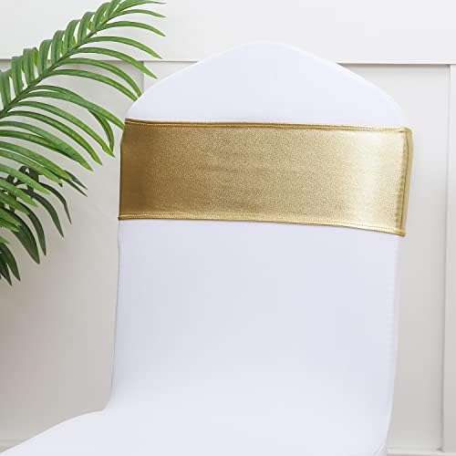 Gold Chair Sashes 100 Pack, Spandex Sashes for Chairs Wedding Reception, Stretch Chair Bands Bows for Party Banquet Theme Event Decor - Image 6