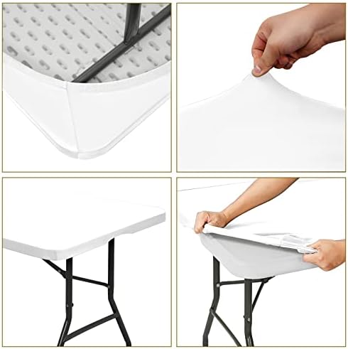 10 Pack Stretch Table Top Cap Cover, White, 30" x 72" - Image 5