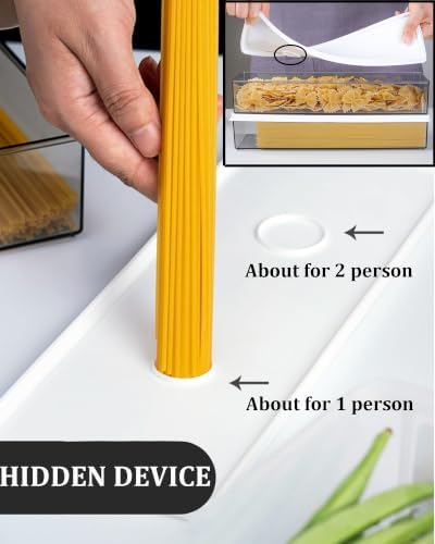 Hanobe Large Airtight Pasta Storage Containers, BPA-Free, 2.4L, 3-Pack | Stackable rectangular design, fits spaghetti, lasagna, noodles, clear grey plastic, for kitchen pantry and fridge - Image 5