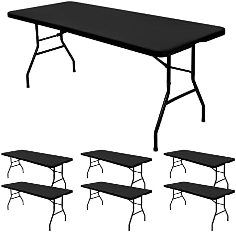 6 Pack Stretch Table Top Cap Cover, Black, 30" x 72" by REWOMC