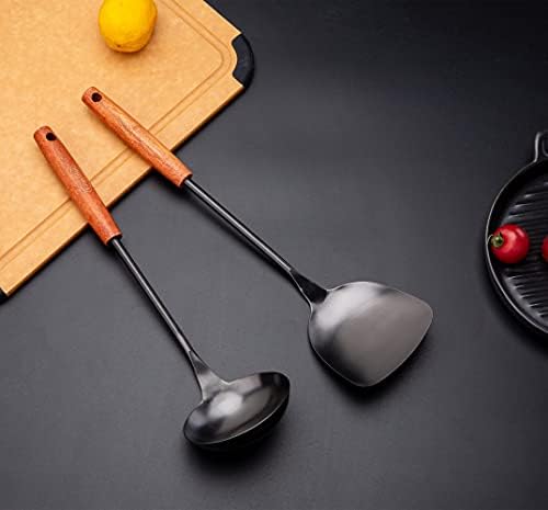 FJNATINH Spatula & Ladle Wok Tool Set, 14.2-15 inches Wok Utensils, Stainless Steel Wok Spatula - Image 4