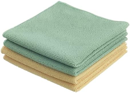 Superio Microfiber Cleaning Cloth for, Cars, Kitchen Cleaning Rags for Housekeeping, 16" Absorbent Micro Fiber Towels for House, Bathroom All-Purpose Streak-Free lint-Free Wash Cloths (4 Yellow/Green) by Superio