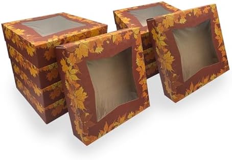 SCT 2464 Kraft Paperboard Autumn Design Print Window Bakery Box, 10-in. Length x 10-in. Width x 2-1/2-in. Height (Case of 150) by SouthernChampionTray