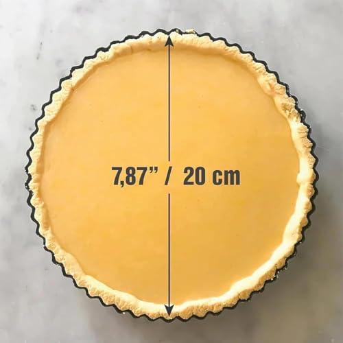 7.87 Inch Deep Dish Pie Pan with Removable Bottom - Fluted Carbon Steel Tart Pan for Quiche Lorraine & Pies - Crispy Crust Baking Dish for Home Bakers - Image 2