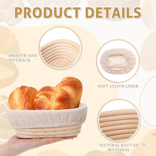 20 Set Mini Bread Proofing Baskets Bulk Sourdough Banneton Basket Kit with Cloth Liners Natural Rattan Dough Proofing Bowls for Home Sourdough Bakers Supplies(Oval) - Image 3