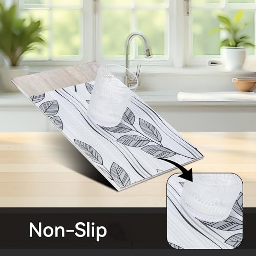 FIFTY FEET Grey Leaves Shelf Liner for Kitchen Cabinets, 18 x 96 Inch x 8 Roll Non Adhesive Non Slip Drawer Liner, Washable Cabinet Liner for Shelves & Drawers - Image 2