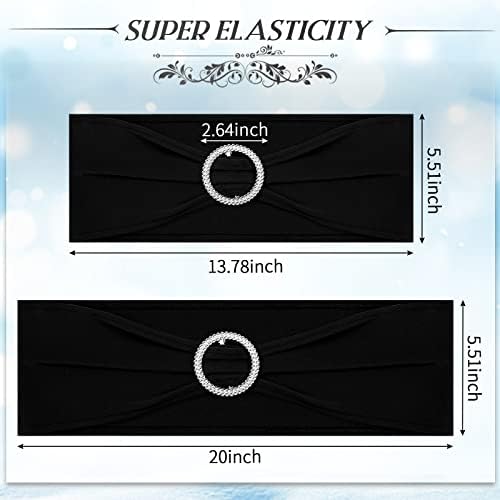 Tudomro 80 Pcs Spandex Chair Sashes, Stretch Ties Bows with Buckle Slider Elastic Bows Chair Cover Bands for Wedding Party Universal Reception Ceremony Banquet Decoration(Black) - Image 2