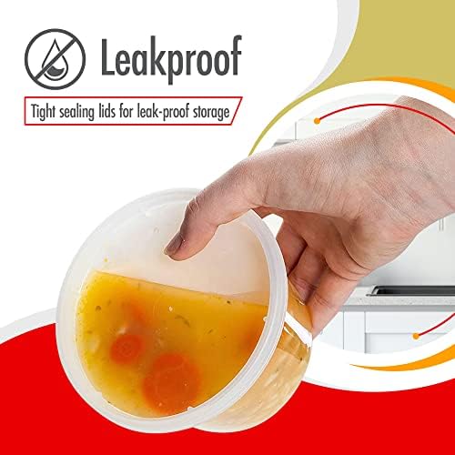 16oz-Deli Containers with Lids Leakproof - 50 Pack BPA-Free Plastic Microwaveable Clear Food Storage Container Premium Heavy-Duty Quality, Freezer & Dishwasher Safe - Image 3