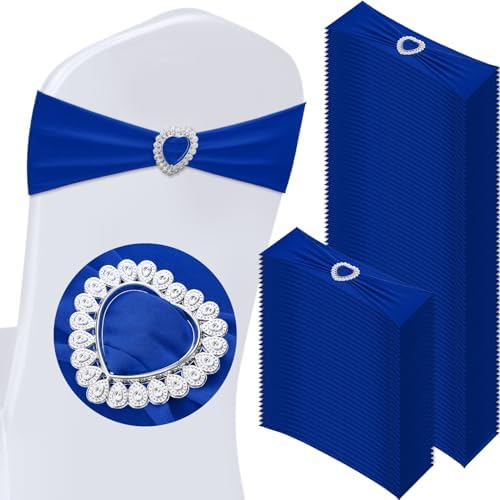 Colingmill 150 Pcs Spandex Chair Sashes Heart Buckle Elastic,Royal Blue by Colingmill