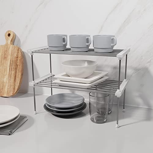 carrotez Set of 2 Stackable Cabinet Organizer Shelf 15.7 x 7.8 x 6.1 White - Image 2