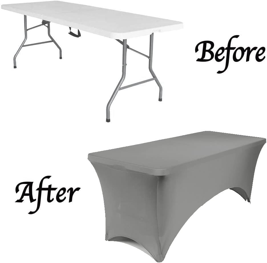 MDS® Pack of 20 Spandex Tablecloth 6FT Tight Fitted Stretch Table Cover – Washable Wrinkle-Free Reusable Elastic Patio Tablecloth for Wedding, Party, Banquet, Trade Show, Event Décor - Silver Grey - Image 5
