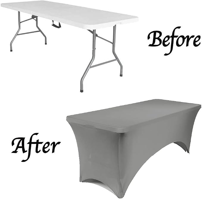 MDS® Pack of 20 Spandex Tablecloth 4FT Tight Fitted Stretch Table Cover – Washable Wrinkle-Free Reusable Elastic Patio Tablecloth for Wedding, Party, Banquet, Trade Show, Event Décor - Silver Grey - Image 5