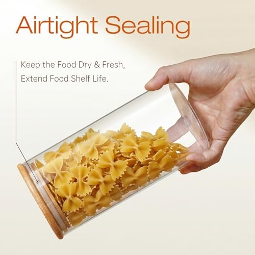 Large Glass Storage Containers with Bamboo Lids for Flour & Sugar, 4 Pack - Image 5