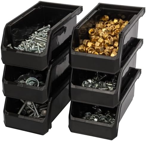 ReadySpace Small Stackable Plastic Storage Bins, 12-Pack, Black - Image 4