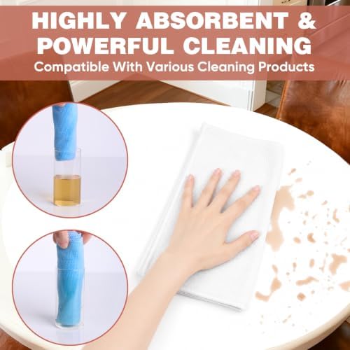 TEAWOO 10 PCS White Microfiber Cleaning Cloths, Assorted Cleaning Rags - Image 3