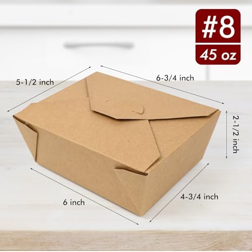 EcoDispose 300 Pack 45 oz Kraft Paper Takeout Food Containers - Image 2