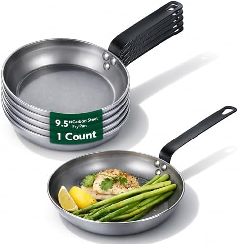 Restaurantware Fry Pan 1 Pack of 9.4 Inches Carbon Steel Non-Stick Searing Pan With Ergonomic Handle Silver For Sauteing and Omelets by Restaurantware